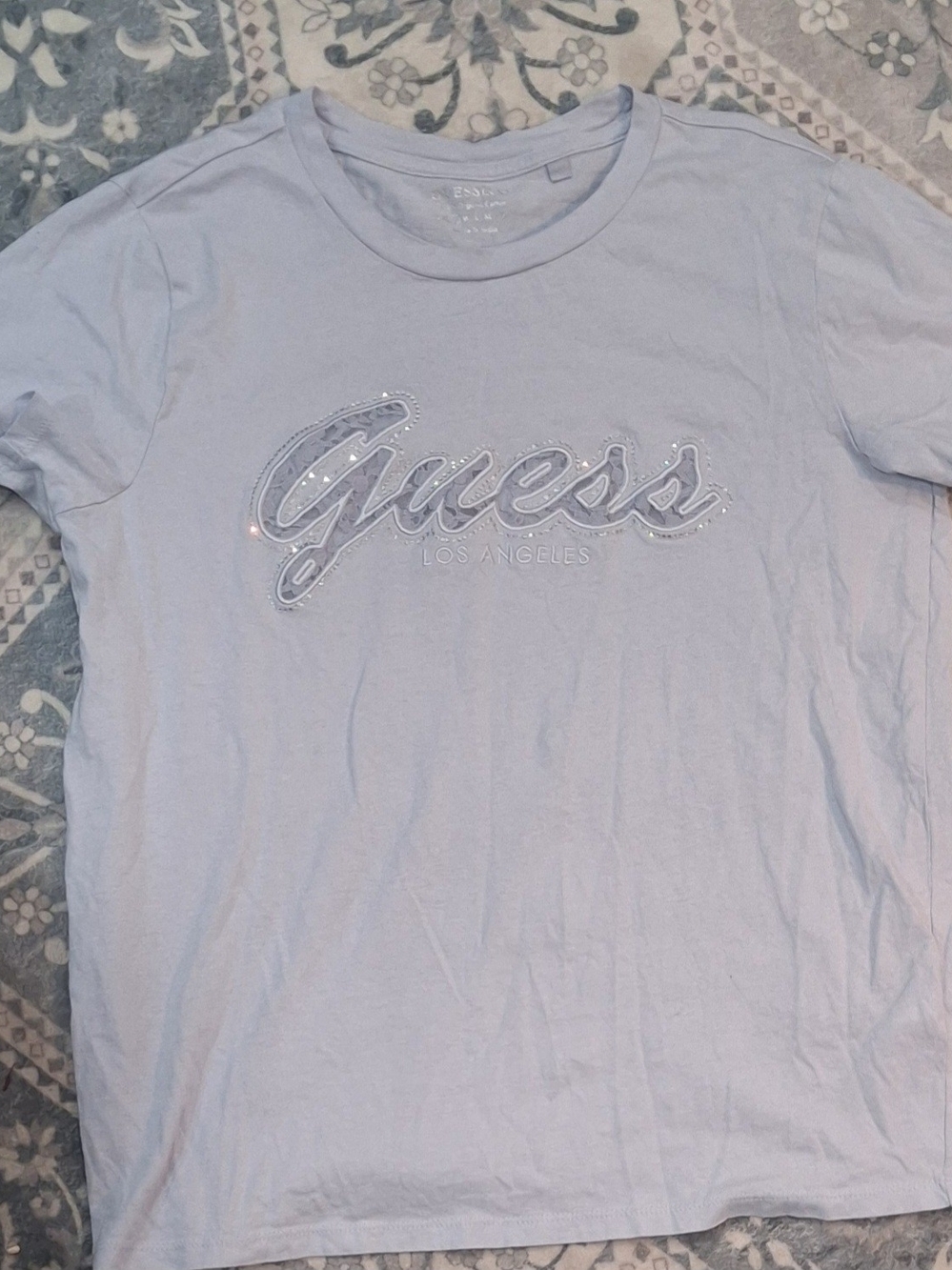 GUESS Los Angeles Light Bule Logo Tee for Woman